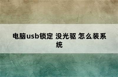 电脑usb锁定 没光驱 怎么装系统